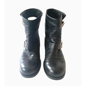 Jimmy Choo London Boot Women 38 U.S. 8 Black Leather Ankle Buckles Made In Italy